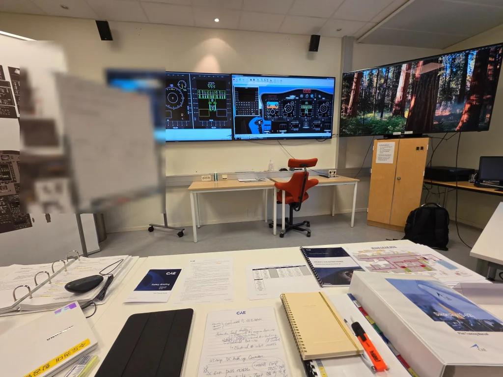CAE Oslo S-92 classroom with personal information blurred
